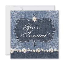 Denim n Daisies Wedding Invitation Western