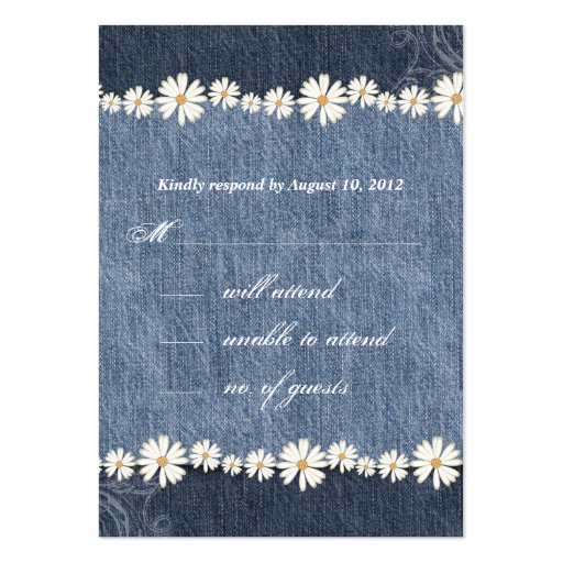 Denim n Daisies Wedding Response Card Business Card Templates (front side)