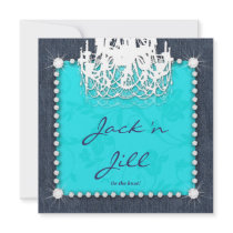 Denim n Diamonds Wedding Chandelier Floral Blue Announcement