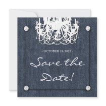 Denim n Diamonds Wedding Invitation Chandelier 1