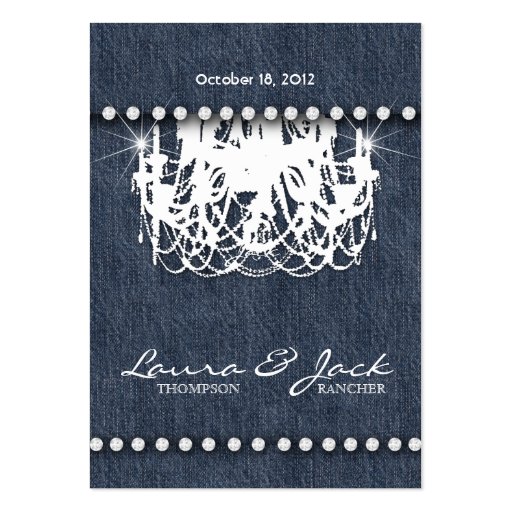 Denim n Diamonds Wedding Response Card Chandelier Business Card Templates (back side)