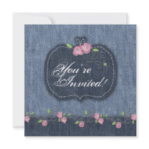 Denim n Roses Wedding Invitation Western