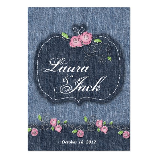 Denim n Roses Wedding Response Card Business Card Templates (back side)