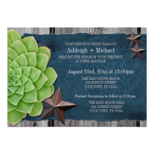Denim & Rustic Stars Country Western Wedding Personalized Announcement