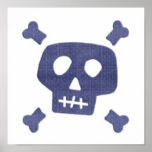 Denim Skull Print