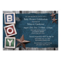 Denim, Stars, & Blocks Country Boy Baby Shower invitations