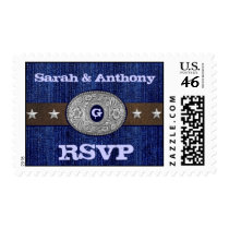 Denim Western Wedding RSVP Postage Stamps