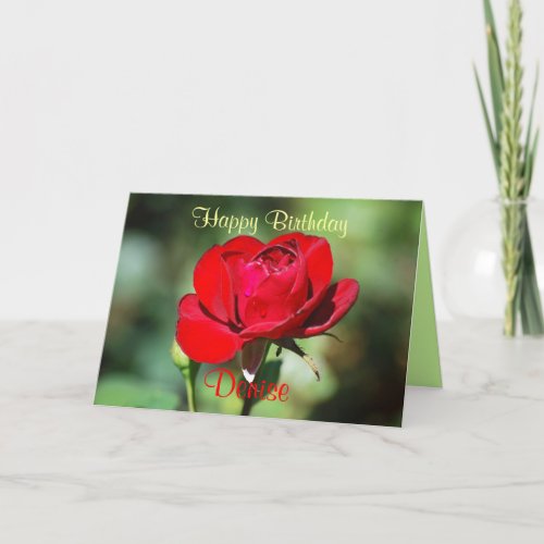 Denise Happy Birthday Red Rose Card card