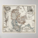 Denmark Atlas Map with 5 inset maps posters