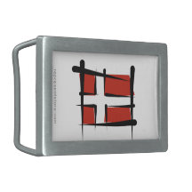 Denmark Brush Flag Rectangular Belt Buckles