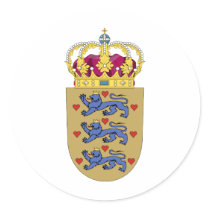 Denmark- Coat of Arms Round Stickers