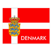 Denmark Flag & Coat of Arms Postcard!