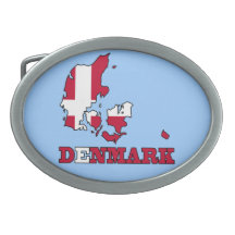 Denmark Flag in Map Oval Belt Buckle