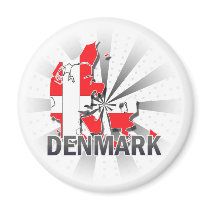 Denmark Flag Map 2.0 Fridge Magnets