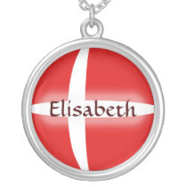 Denmark Flag + Name Necklace
