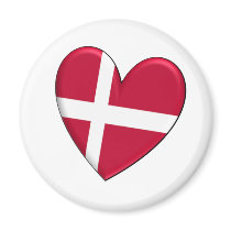 Denmark Heart Flag Refrigerator Magnet