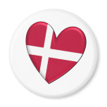 Denmark Heart Flag Refrigerator Magnet