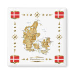 Denmark Map + Flags Magnet