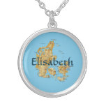 Denmark Map + Name Necklace