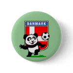 This adorable little panda is too cute! He's featured in front of a large flag from Denmark and ready to play football and score some goals. This cute design is perfect for football players and soccer fans.