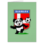 This adorable little panda is too cute! He's featured in front of a large flag from Denmark and ready to play football and score some goals. This cute design is perfect for football players and soccer fans.