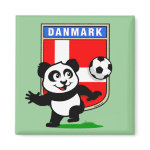 This adorable little panda is too cute! He's featured in front of a large flag from Denmark and ready to play football and score some goals. This cute design is perfect for football players and soccer fans.
