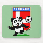 This adorable little panda is too cute! He's featured in front of a large flag from Denmark and ready to play football and score some goals. This cute design is perfect for football players and soccer fans.