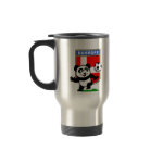 This adorable little panda is too cute! He's featured in front of a large flag from Denmark and ready to play football and score some goals. This cute design is perfect for football players and soccer fans.