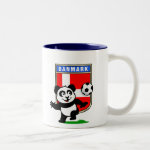 This adorable little panda is too cute! He's featured in front of a large flag from Denmark and ready to play football and score some goals. This cute design is perfect for football players and soccer fans.