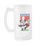 This adorable little panda is too cute! He's featured in front of a large flag from Denmark and ready to play football and score some goals. This cute design is perfect for football players and soccer fans.