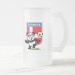 This adorable little panda is too cute! He's featured in front of a large flag from Denmark and ready to play football and score some goals. This cute design is perfect for football players and soccer fans.