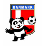 This adorable little panda is too cute! He's featured in front of a large flag from Denmark and ready to play football and score some goals. This cute design is perfect for football players and soccer fans.