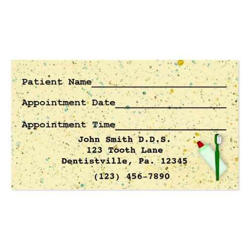 Dental Appointment Business Card