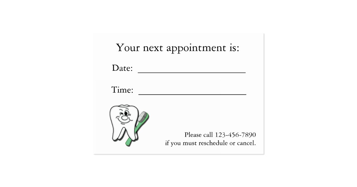 Dental Appointment Card Zazzle