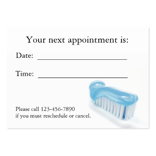 Dental Appointment Card Business Card Template (front side)