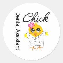 Dental Assistant Chick Round Sticker