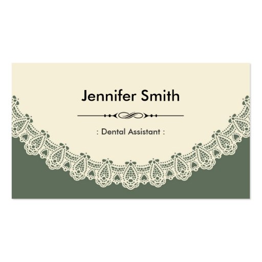 Dental Assistant - Retro Chic Lace Business Card Templates (front side)