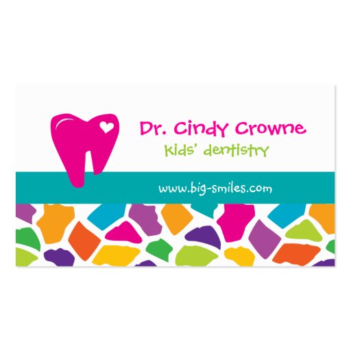 Dental Business Card Cute Giraffe Kids Pink (front side)
