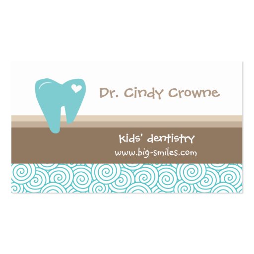 Dental Business Card Cute Heart Tooth Circles BB (front side)