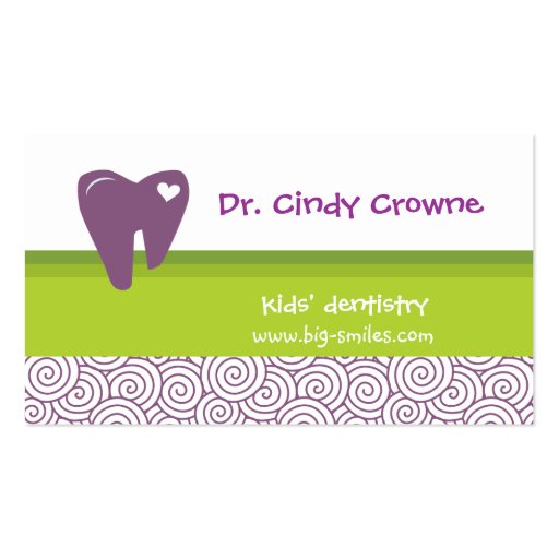 Dental Business Card Cute Heart Tooth Circles PG (front side)