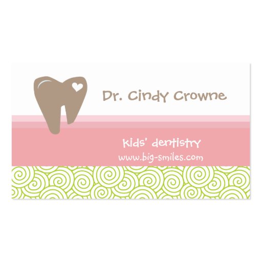 Dental Business Card Cute Heart Tooth Circles PGB (front side)