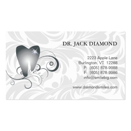 Dental Business Card Diamond Tooth Logo Platinum 2