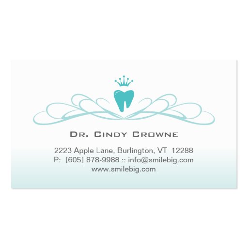 Dental Business Card Swirl Tooth Logo Blue (front side)