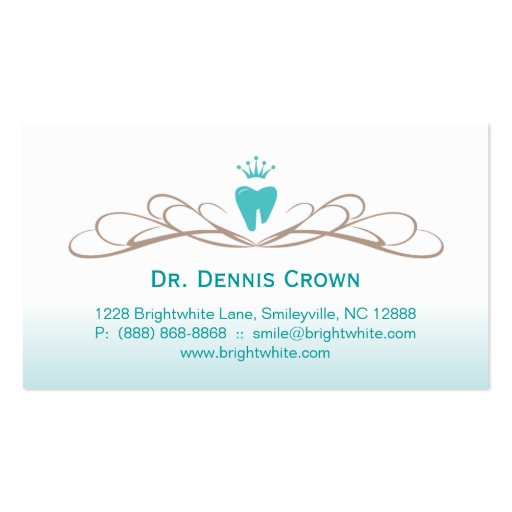 Dental Business Card Swirl Tooth Logo Blue Brown (front side)