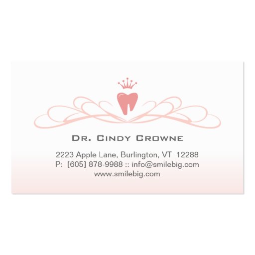 Dental Business Card Swirl Tooth Logo Pink (front side)