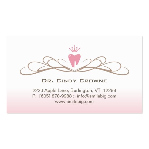 Dental Business Card Swirl Tooth Logo Pink Brown (front side)