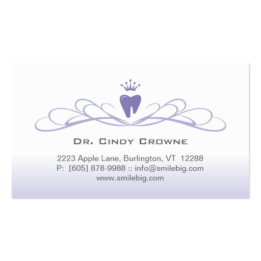 Dental Business Card Swirl Tooth Logo Purple (front side)