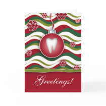 Dental Christmas Card Red Retro Waves 1