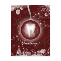 Dental Christmas Postcard Burgundy Red