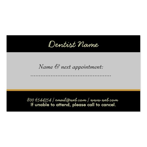 Dental Dentist Oral Care White Teeth Business Card Template (back side)